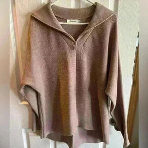 ANRABESS Women Quarter Zip Oversized Knit Cozy Pullover Sweater